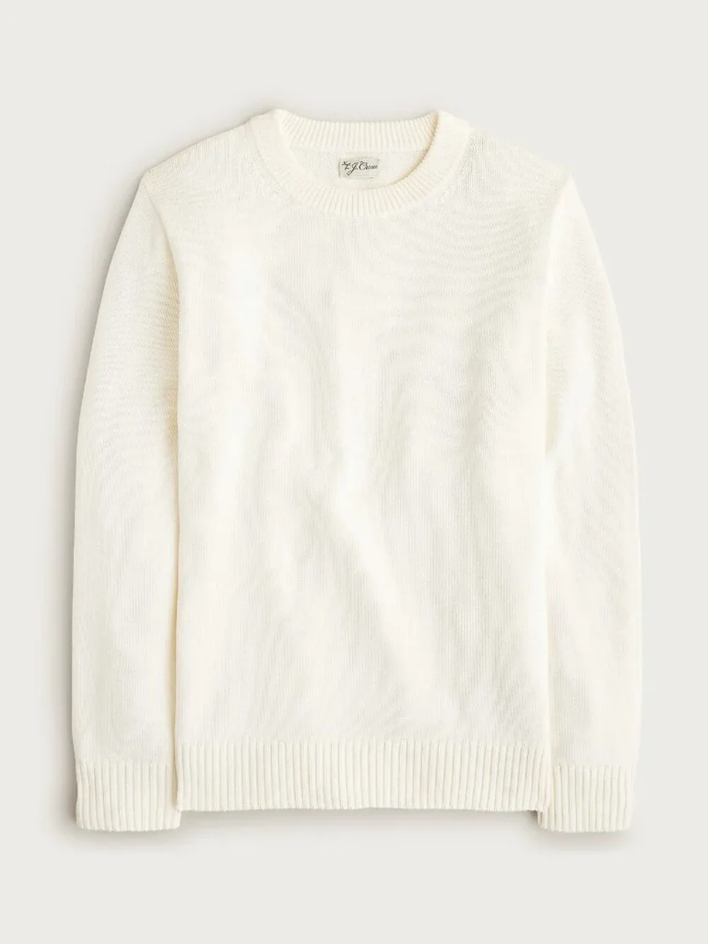 J.Crew Heritage Cotton Crewneck Sweater in Ivory, Size Medium
